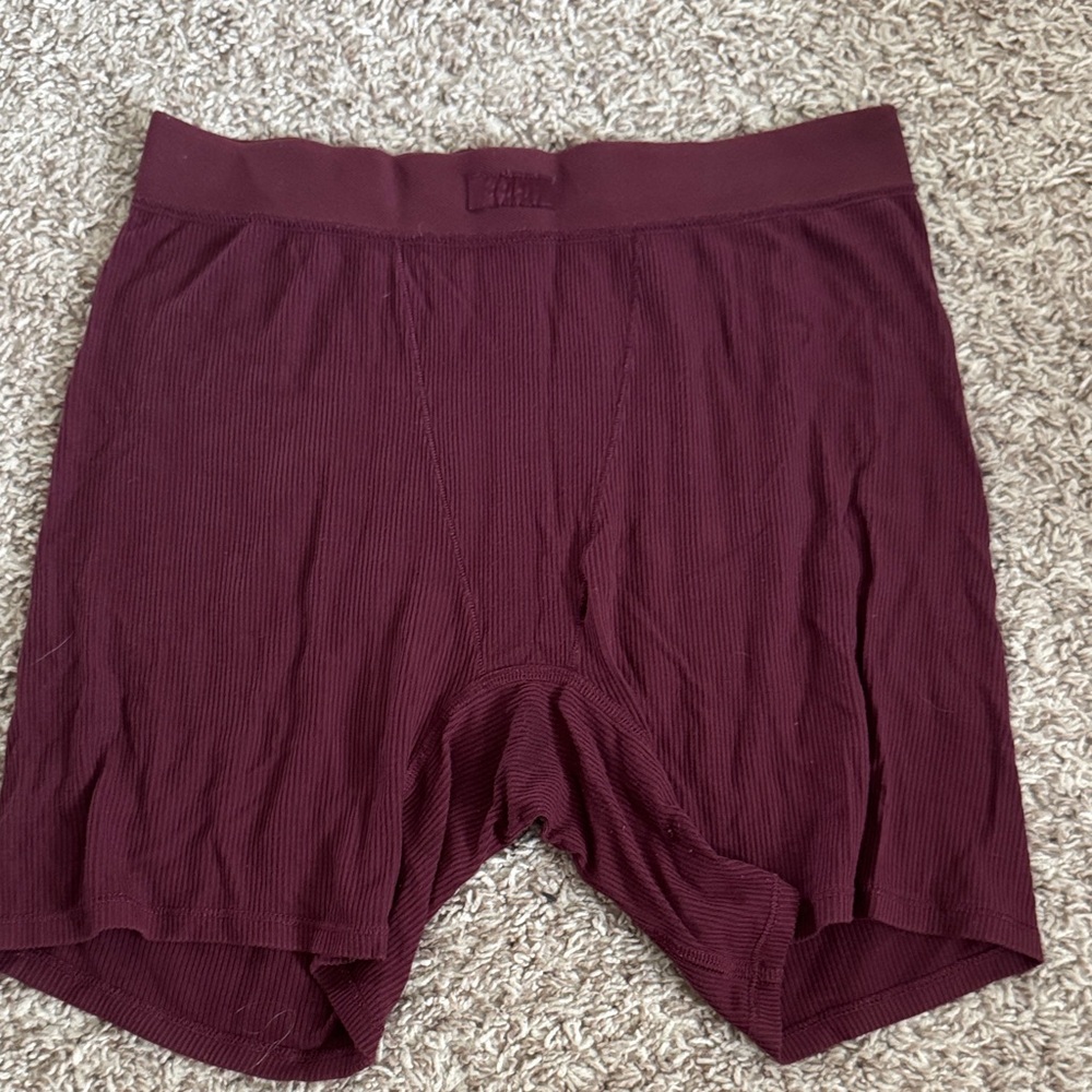 skims maroon cotton rib boxer